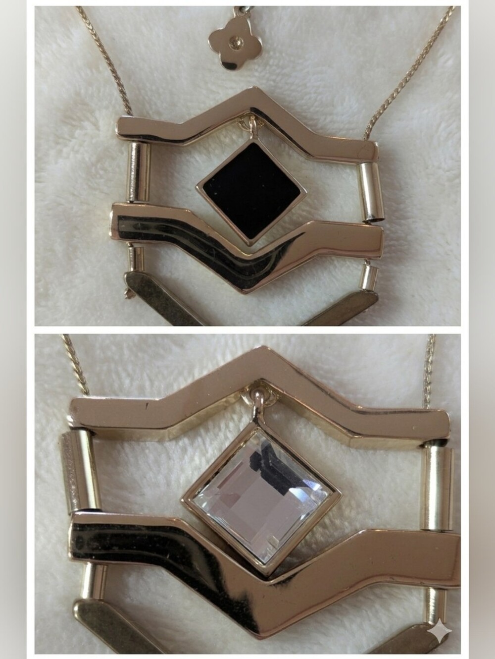 Brighton Rhythms Reversible Chevron Pendant Necklace - Black Enamel & Swarovski
